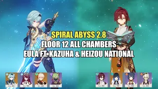 Eula ft. Kazuha & Heizou National - Spiral Abyss 2.8 Floor 12 (9 Stars) | Genshin Impact