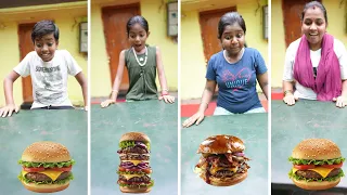 Burger making and Eating challenge | இப்படி எல்லாம் Burger செஞ்சா எப்படி சாப்பிடறது ??