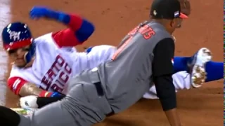 Javier Baez avoids tag steals third after review