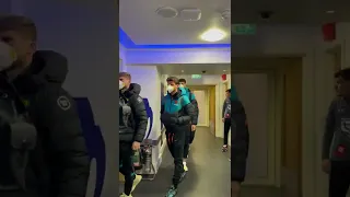 Chelsea players arrive at Stamford bridge to play lille