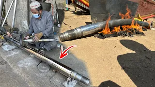 Bend Hydraulic Rod | Incredible Straightening Process Of Excavator Hydraulic Rod | Rod Repair