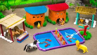 DIY mini farm model with house for monkeys, horses | cowshed - animals barn | carrot garden grow #29