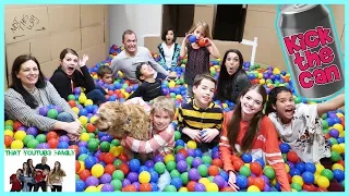 Ball Pit Party Kick The Can In Box Fort Maze / That YouTub3 Family