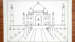 Taj Mahal drawing step by step for beginners | তাজমহল ড্রয়িং |