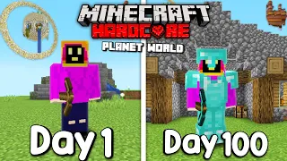 I Survived 100 Days On A Planet In Hardcore Minecraft...