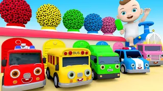 Wheels on the bus - Learn colors with blender and giant candy tube - Nursery Rhymes & Kids Songs