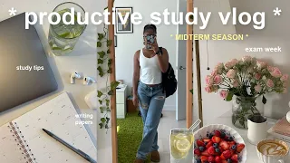 6AM PRODUCTIVE STUDY VLOG🎧🎀  midterm exam prep, study tips & busy day in my life