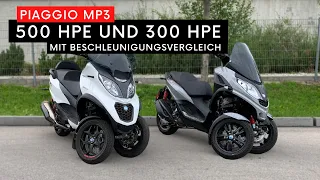 Piaggio MP3 Roller 500 HPE & 300 HPE | Beschleunigungsvergleich +Technische Infos