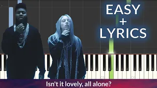 Billie Eilish, Khalid - lovely EASY Piano Tutorial + LYRICS