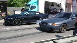 Nissan Skyline GT-R R32 RB30DET vs 2017 Ford Mustang GT 5.0 1/8 mile drag race