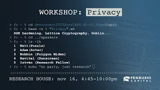 Fenbushi Research Workshop 3 - Privacy