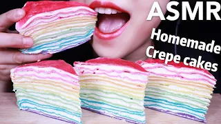 ASMR EATING CREPE CAKES WITH HANDS PART 4 | *HOMEMADE CREPE CAKE*  | 크레이프 케이크 리얼사운드 먹방 | ミルクレープを食べる