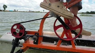 This is great drive on water pulley and belt system for water bike