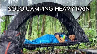 SOLO CAMPING HEAVY RAIN USING TRANSPARENT TARP || HEAVY RAIN CAMPING IN FLOATING TENT