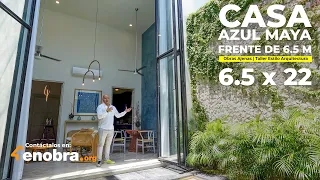 CASA AZUL MAYA | Frente de 6.5 x 22 | Obras Ajenas | Casa Momoto @tallerestiloarquitectura