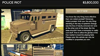 GTA Online POLICE RIOT Review | CAN YOU MODIFY THE NEW POLICE VEHICLE? (Chop Shop DLC)