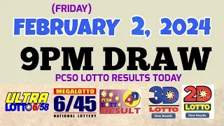 Lotto Result Today 9pm draw February 2, 2024 6/58 6/45 4D Swertres Ez2 PCSO#lotto