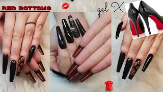Valentines Nails 2 ways | Red Bottoms | Rose Sugar Lip Nail Art | Gel X Tutorial