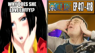 BOA HANCOCK FALLS IN LOVE WITH LUFFY! - OP Episode 417 and 418 - Rich Reaction