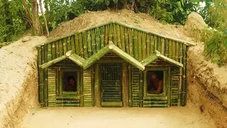 Build House Under The Wood roots Using Bamboo Part 1