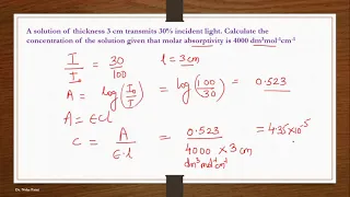 Absorbance Transmittance| Numerical Practice problem on Lambert Beer Law|calculations and questions