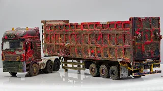 Dump Truck Restoration Abandoned semi trailer truck || Splatter Effect