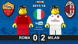 Roma Milan 0-2 • Serie A (25/02/2018) goal highlights sintesi Lego Calcio 2017/18