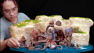 Diorama Of Kraken Attack Fishing Village