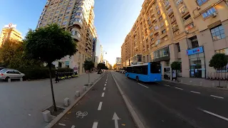 Cruising down Victory Avenue bike path in Bucharest, Romania