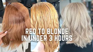 Hair transformation: red to blonde in under 3 hours - color correction tutorial