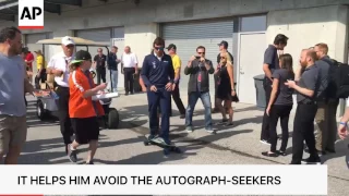 Formula One Champion Fernando Alonso Gets Around - On A Skateboard