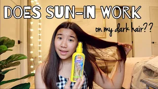 using sun-in on NATURAL DARK BROWN/BLACK hair || honest review!