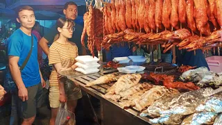 AWESOME! Cambodian Street Food - Delicious Grilled Duck, Fish, Pigs Intestine & More In Phnom Penh