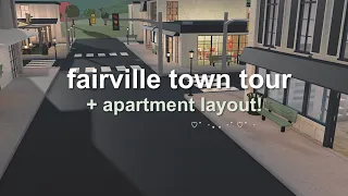 ♡ fairville town tour + apartment layout | roblox bloxburg 🏬