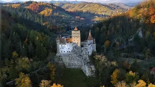 Bran Castle in Autumn - Aerial Video