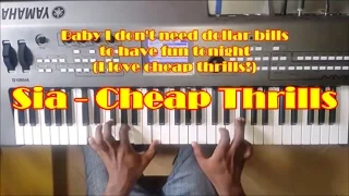 Sia - Cheap Thrills Piano Cover & Instrumental with Lyrics - Slow Version