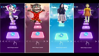 Talking Angela vs Talking Tom vs Black pink vs squid game Doll Girls Battle -Tiles Hop #talking_tom