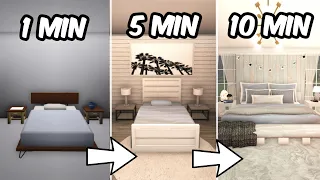 BUILDING A BEDROOM IN BLOXBURG IN 1 minute, 5 minutes AND 10 minutes...