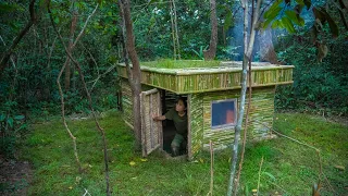 Girl Living Off Grid, Building a Complete DUGOUT Shelter in the Wild from Start to Finish