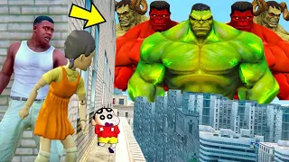 Franklin and Shinchan & Pinchan play HIDE AND KILL with Squid Game Doll In GTA 5