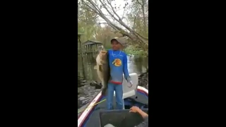 Little boy catches a fish & dances