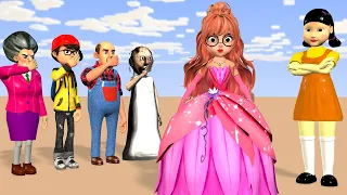 Scary Teacher 3D vs Squid Game Choose Princess Dress Squid Game Doll Nice or Error 5 Times Challenge