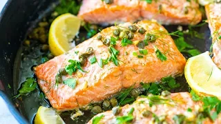 Garlic Butter Baked Salmon - With delicious garlic caper sauce!