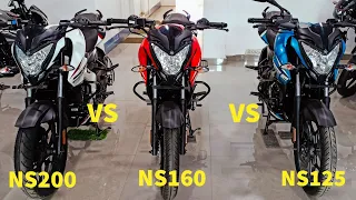 NS125 VS NS160 VS NS200 DETAILED COMPARISON👍|NS 200 |NS 160|NS 125 HINDI REVIEW WITH ONROAD PRICE 👍