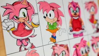 Drawing AMY ROSE in 8 Different Styles | Sonic The hedgehog