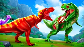 Zombie T-Rex Alert: Super Dinosaur Fights Zombie Trex to Save Dinosaurs! Jurassic World Cartoons