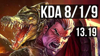 RENEKTON vs DARIUS (TOP) | 8/1/9, Comeback, Godlike | NA Grandmaster | 13.19