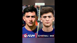 EA sports FC24 vs EFOOTBALL 24 👀 fc Barcelona players face comparison