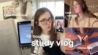 48hr Study Vlog 🎧midnight studying, stressful days, last week before uni & daily routine 𐙚⋆.˚