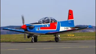 Pilatus Aircraft PC-9 Landing and Take Off  |  Flugplatz Bayreuth  |  QINETIQ D-FGMT